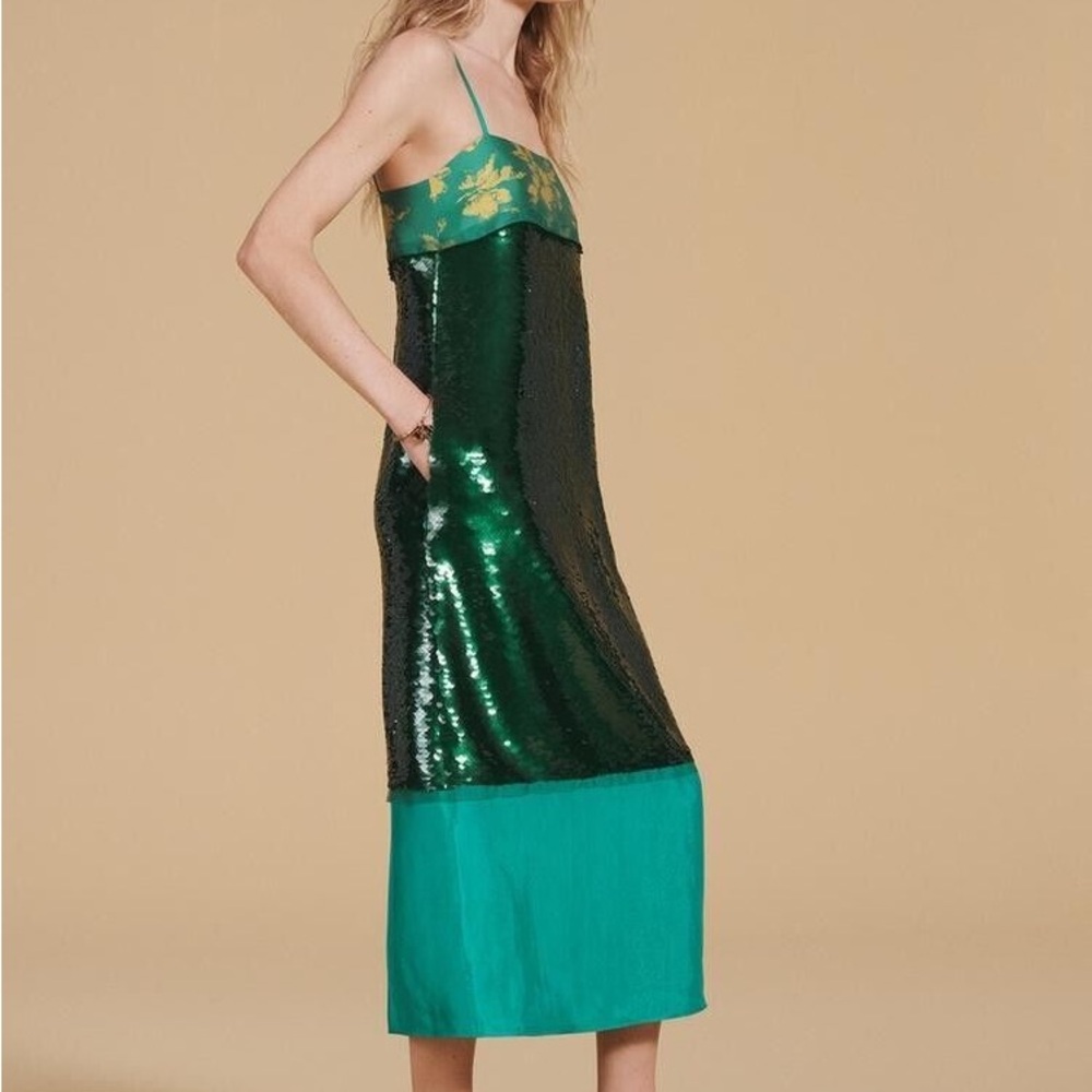 Zara sequin green dress